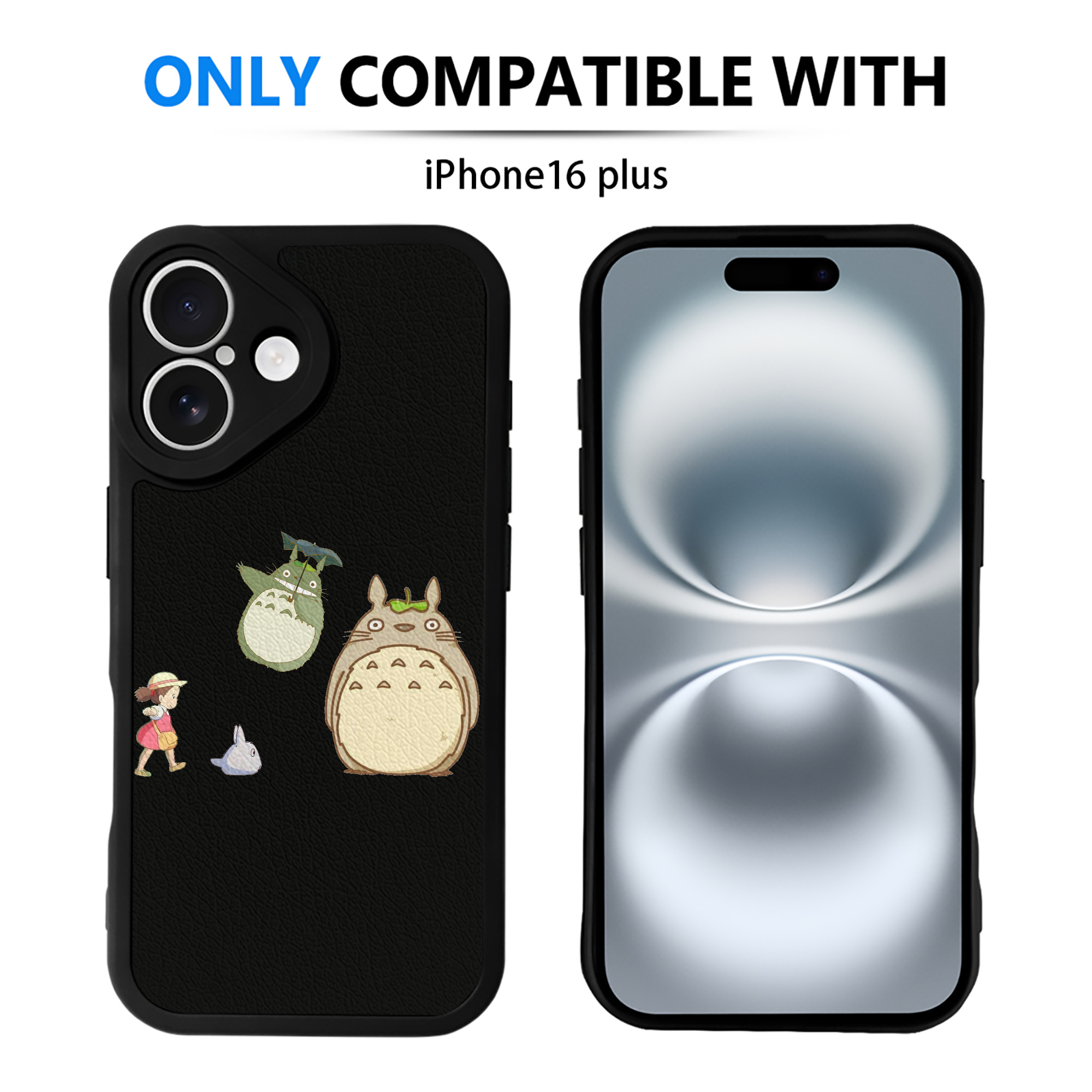 （画像用） となりのトトロ 草壁メイ 草壁サツキ My Neighbor Totoro Satsuki Kusakabe Mei Kusakabe 【iPhone 16シリーズ対応】シリコンスマホケース（レザー調） 材質：シリコン